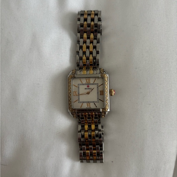 Two-Tone Michele Rectangular Watch - Picture 1 of 3